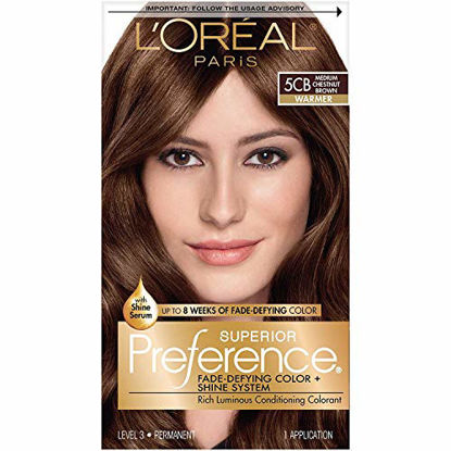 Picture of L'Oreal Paris Superior Preference Fade-Defying + Shine Permanent Hair Color, 5CB Medium Chestnut Brown, Pack of 1, Hair Dye