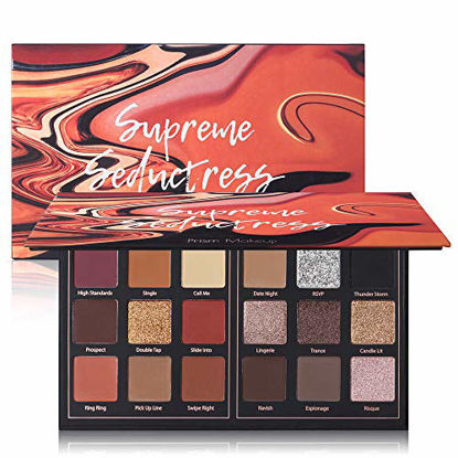Picture of Matte Eyeshadow Palette Pro 18 Colors Pigmented Shimmer Glitter Eye Shadow Palette Blendable Long Lasting Waterproof Makeup Cosmetics Halloween Makeup Kit (01# Seductress)