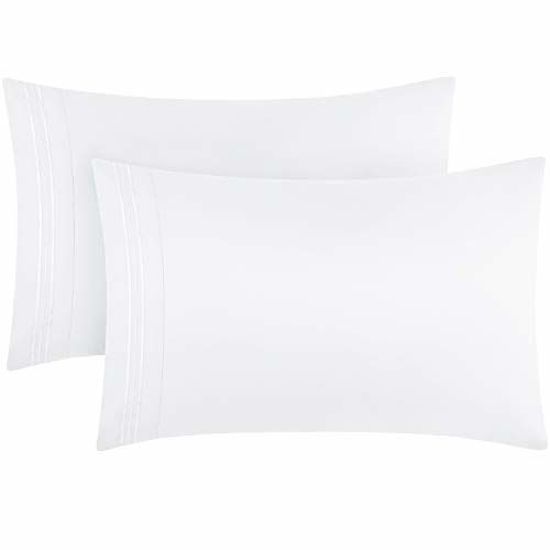 Picture of Mellanni Luxury Pillowcase Set - Brushed Microfiber 1800 Bedding - Wrinkle, Fade, Stain Resistant (Set of 2 Standard/Queen Size 20"x30", White)