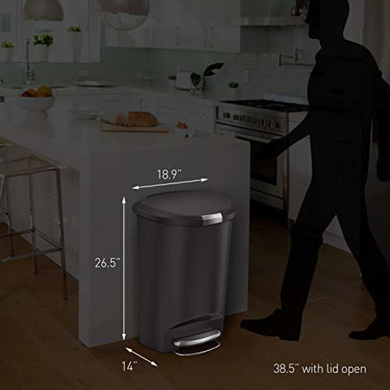 Simplehuman 50 Litre Kitchen Step Trash Can - Semi-Round With Secure Slide Lock