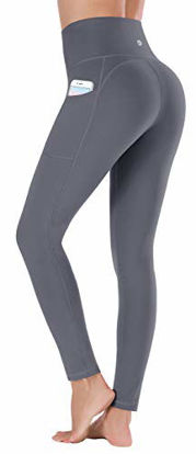 Picture of Ewedoos Women's Yoga Pants with Pockets - Leggings with Pockets, High Waist Tummy Control Non See-Through Workout Pants (EW320 Gray, Large)