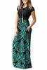 Picture of AUSELILY Women Short Sleeve Loose Plain Casual Long Maxi Dresses with Pockets (L, Black Green)