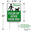 Picture of Signs Authority Clean Up After Your Dog 12" x 9" Yard Sign with Metal Wire H-Stakes Included | Quick & Easy to Mount Weather Resistant Long Lasting | No Pooping Dog Lawn Signs | Corrugated Plastic