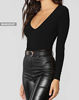 Picture of Women's V-Neck Long Sleeve Tops Basic Bodysuit Jumpsuit (Black. XL)