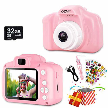Picture of OZMI Upgrade Kids Selfie Camera, Christmas Birthday Gifts for Girls Age 3-12, Children Digital Cameras 1080P 2 Inch Toddler, Portable Toy for 3 4 5 6 7 8 9 10 Year Old Girls with 32GB SD Card (Pink)