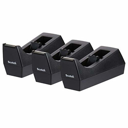 Picture of Scotch Desktop Tape Dispenser, 3-Pack, Weighted, Non-Skid Base, Black, Made of 100% Recycled Plastic (C-38-3PK-SIOC)