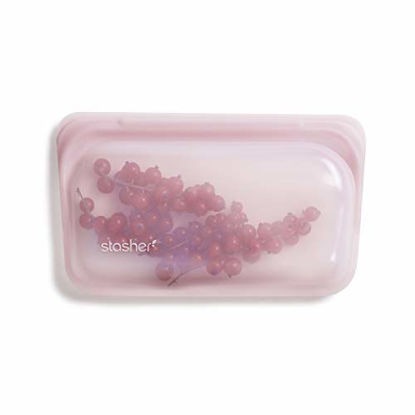 Picture of Stasher 100% Silicone Food Grade Reusable Storage Bag, Rose Quartz (Snack) | Reduce Single-Use Plastic | Cook, Store, Sous Vide, or Freeze | Leakproof, Dishwasher-Safe, Eco-friendly, Non-Toxic