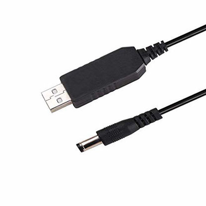 Picture of CCYC DC 5V to DC 12V USB Voltage Step Up Converter Cable, Power Supply Adapter Cable with DC Jack 5.5 x 2.5mm or 5.5 x 2.1mm, USB 5V to DC 12V Cable - 5ft [NOT Suitable for High Current Equipment]