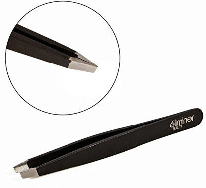Picture of Expert Slant Tip Tweezers, Stainless Steel, Perfect for Eyebrow Shaping, (black)