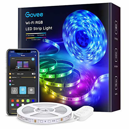 Picture of Govee Smart LED Strip Lights, 16.4ft WiFi LED Lights Work with Alexa and Google Assistant, Bright 5050 LEDs, 16 Million Colors with App Control and Music Sync for Home, Kitchen, TV, Party