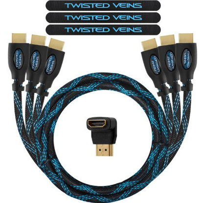 Picture of Twisted Veins HDMI Cable 6 ft, 3-Pack, Premium HDMI Cord Type High Speed with Ethernet, Supports HDMI 2.0b 4K 60hz HDR on Most Devices and May Only Support 4K 30hz on Some Devices