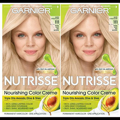 Picture of Garnier Hair Color Nutrisse Nourishing Creme, 111 Extra-Light Ash Blonde (White Chocolate), 2 Count