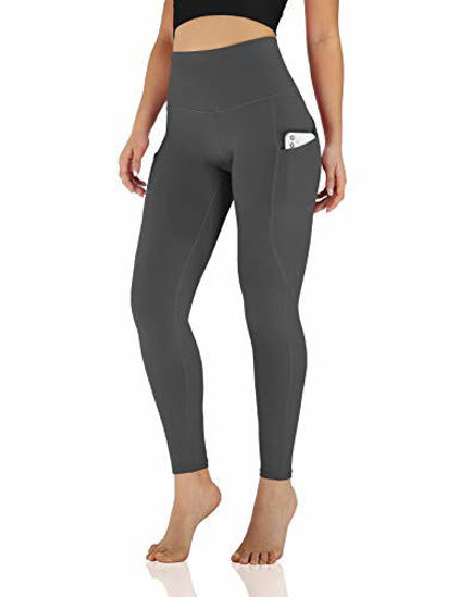 ODODOS Women's High Waisted Yoga Pants with Pocket, Workout Sports Running  Athletic Pants with Pocket, Full-Length,Gray,Small
