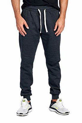 Picture of ProGo Men's Joggers Sweatpants Basic Fleece Marled Jogger Pant Elastic Waist (Medium, Charcoal)