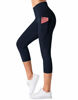 Picture of Dragon Fit High Waist Yoga Leggings with 3 Pockets,Tummy Control Workout Running 4 Way Stretch Yoga Pants (X-Large, Capri29-Navy Blue)