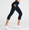 Picture of Dragon Fit High Waist Yoga Leggings with 3 Pockets,Tummy Control Workout Running 4 Way Stretch Yoga Pants (X-Large, Capri29-Navy Blue)