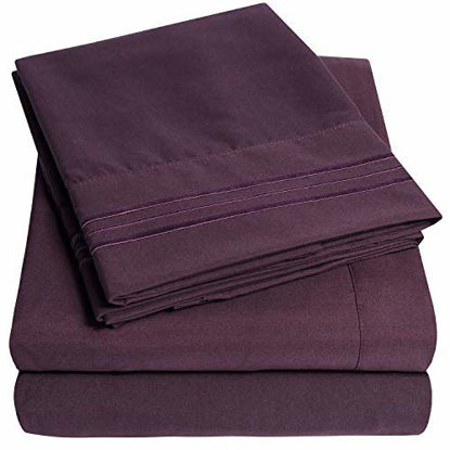 Picture of 1500 Supreme Collection Bed Sheet Set - Extra Soft, Elastic Corner Straps, Deep Pockets, Wrinkle & Fade Resistant Hypoallergenic Sheets Set, Luxury Hotel Bedding, Queen, Purple