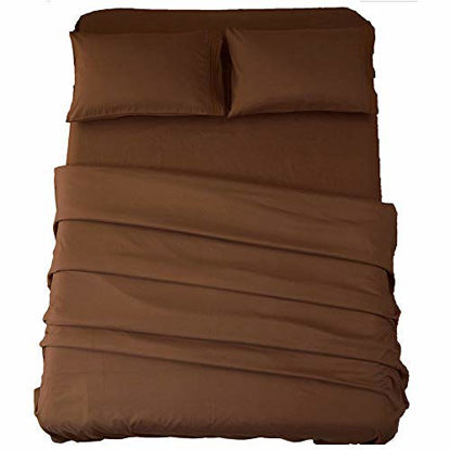 Picture of Sonoro Kate Sheets Super Soft Microfiber 1800 Thread Count 16 Inch Deep Pocket 4 Piece Queen Brown 