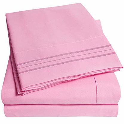 Picture of 1500 Supreme Collection Extra Soft Twin XL Sheets Set, Pink - Luxury Bed Sheets Set with Deep Pocket Wrinkle Free Hypoallergenic Bedding, Over 40 Colors, Twin XL Size, Pink