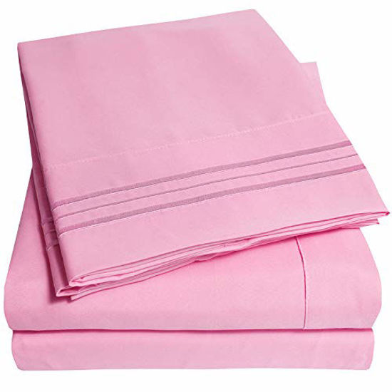 Picture of 1500 Supreme Collection Extra Soft Twin XL Sheets Set, Pink - Luxury Bed Sheets Set with Deep Pocket Wrinkle Free Hypoallergenic Bedding, Over 40 Colors, Twin XL Size, Pink