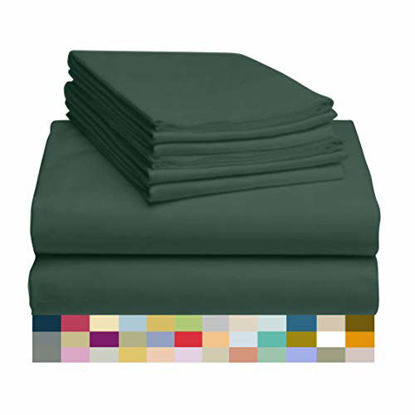 Picture of LuxClub 6 PC Sheet Set Bamboo Sheets Deep Pockets 18" Eco Friendly Wrinkle Free Sheets Hypoallergenic Anti-Bacteria Machine Washable Hotel Bedding Silky Soft - Emerald King