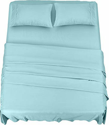 Picture of Utopia Bedding Bed Sheet Set - 4 Piece Full Bedding - Soft Brushed Microfiber Fabric - Shrinkage & Fade Resistant - Easy Care (Full, Spa Blue)