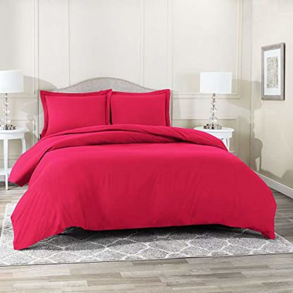 Picture of Nestl Bedding Duvet Cover 2 Piece Set - Ultra Soft Double Brushed Microfiber Hotel Collection - Comforter Cover with Button Closure and 1 Pillow Sham, Hot Pink - Twin (Single) 68"x90"