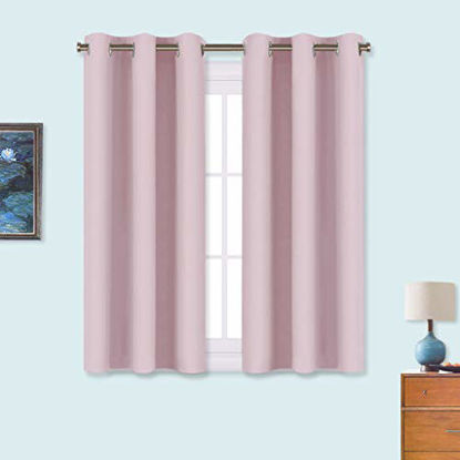 Picture of NICETOWN Blackout Curtain Panels for Girls Room, Nursery Essential Thermal Insulated Solid Grommet Top Blackout Drapes (Lavender Pink, 1 Pair, 34 x 45 inches)