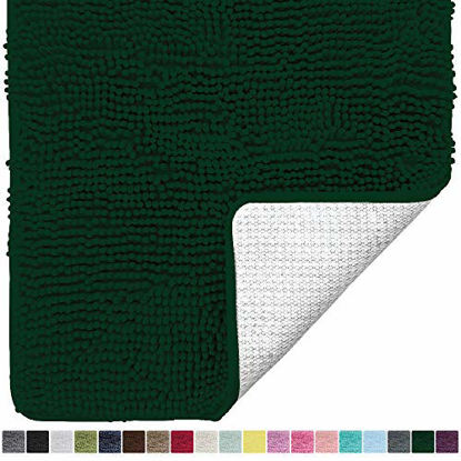 Picture of Gorilla Grip Original Luxury Chenille Bathroom Rug Mat, 36x24, Extra Soft and Absorbent Shaggy Rugs, Machine Wash and Dry, Perfect Plush Carpet Mats for Tub, Shower, and Bath Room, Deep Green