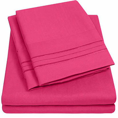 Picture of 1500 Supreme Collection Extra Soft Queen Sheet Set, Fuscia- Luxury Bed Sheet Set with Deep Pocket Wrinkle Free Hypoallergenic Bed Sheets, Queen Size, Fuscia