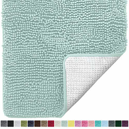 Picture of Gorilla Grip Original Luxury Chenille Bathroom Rug Mat, 60x24, Extra Soft and Absorbent Shaggy Rugs, Machine Wash Dry, Perfect Plush Carpet Mats for Tub, Shower, and Bath Room, Sea Blue