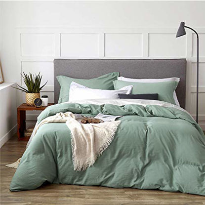 Picture of Bedsure Duvet Cover Twin Size Set with Zipper Closure Twin Size(68x90 inches)-2 Pieces (1 Duvet Cover + 1 Pillow Sham) Ultra Soft Hypoallergenic Microfiber, Sage Green, Twin