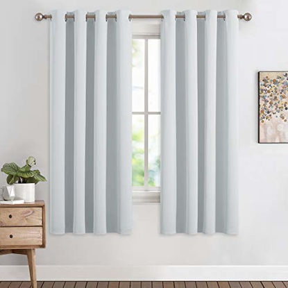 Picture of NICETOWN Room Darkening Draperies Curtains Panels, Window Treatment Thermal Insulated Grommet Room Darkening Curtains/Drapes for Bedroom (Greyish White, 2 Panels, 55 by 68)