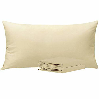 Picture of NTBAY King Pillowcases Set of 2, 100% Brushed Microfiber, Soft and Cozy, Wrinkle, Fade, Stain Resistant with Envelope Closure, 20 x 40 Inches, Khaki