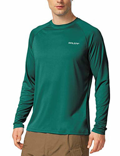 GetUSCart- BALEAF Men's UPF 50+ Sun Protection Shirts Long Sleeve Dri Fit  SPF T-Shirts Lightweight Fishing Hiking Running Emerald Size XXXL