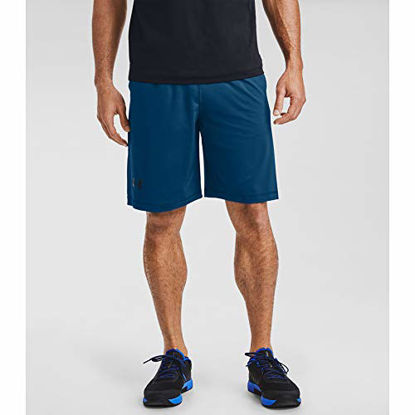 Picture of Under Armour Men's Raid 10-inch Workout Gym Shorts , Graphite Blue (581)/Black , Small