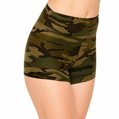 Picture of ALWAYS Women Workout Yoga Shorts - Premium Buttery Soft Solid Stretch Cheerleader Running Dance Volleyball Short Pants Camo 143 S