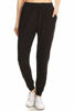 Picture of Leggings Depot JGA128-BLACK-L Solid Jogger Track Pants, Black, Large