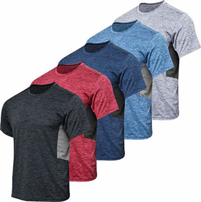 Picture of Men's Quick Dry Fit Dri-Fit Short Sleeve Active Wear Training Athletic Essentials Crew T-Shirt Fitness Gym Wicking Tee Workout Casual Sports Running Undershirt Top - 5 Pack,Set 6-XL