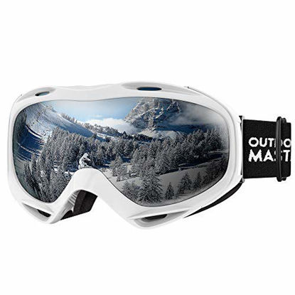Picture of OutdoorMaster OTG Ski Goggles - Over Glasses Ski/Snowboard Goggles for Men, Women & Youth - 100% UV Protection (Stripe Frame + VLT 10.7% Grey Lens)