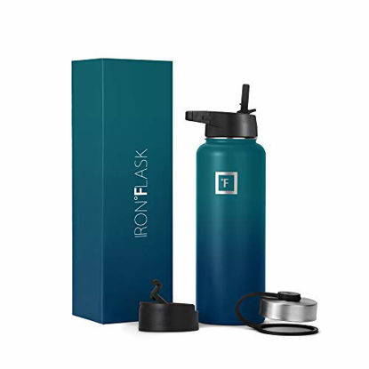 Picture of Iron Flask Sports Water Bottle - 18 Oz, 3 Lids (Straw Lid),Vacuum Insulated Stainless Steel, Modern Double Walled, Simple Thermo Mug, Hydro Metal Canteen