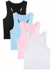 Picture of 4 Pieces Basic Crop Tank Tops Sleeveless Racerback Crop Sport Cotton Top for Women (Black, White, Blue, Pink, Small)