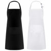 Picture of Syntus Adjustable Bib Apron Thicker Version Waterdrop Resistant with 2 Pockets Cooking Kitchen Aprons for Women Men Chef, White & Black Pack of 2