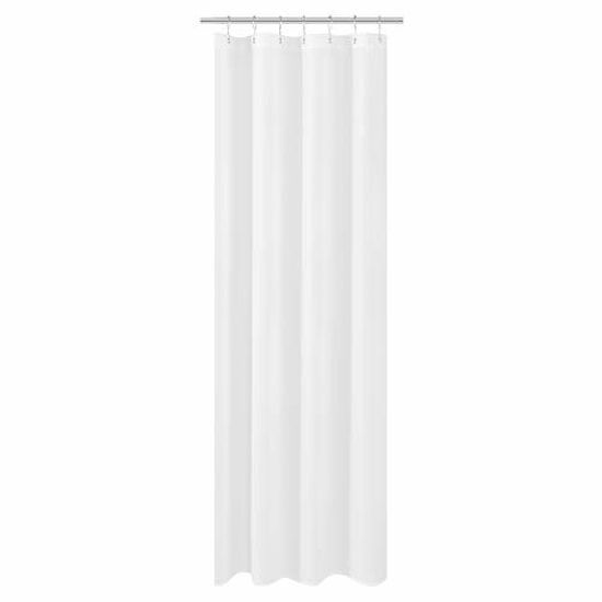 Picture of Fabric Small Stall Shower Curtain Liner Extra Long 36 x 84 inches, Hotel Quality, Washable, Water Repellent, White Bathroom Curtains with Grommets, 36x84