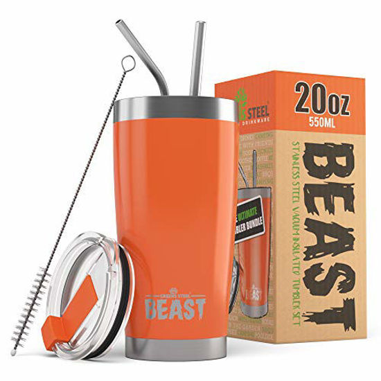 Picture of BEAST 20oz Orange Tumbler - Stainless Steel Vacuum Insulated Coffee Ice Cup Double Wall Travel Flask