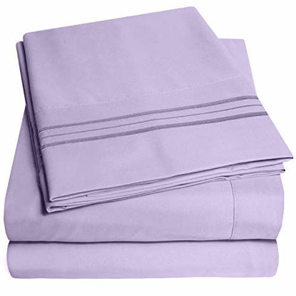 Picture of 1500 Supreme Collection Bed Sheet Set - Extra Soft, Elastic Corner Straps, Deep Pockets, Wrinkle & Fade Resistant Hypoallergenic Sheets Set, Luxury Hotel Bedding, Queen, Lavender