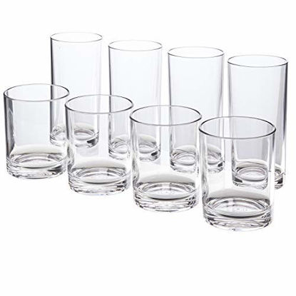 Picture of Classic 8-piece Premium Quality Plastic Tumblers | 4 each: 12-ounce and 16-ounce Clear