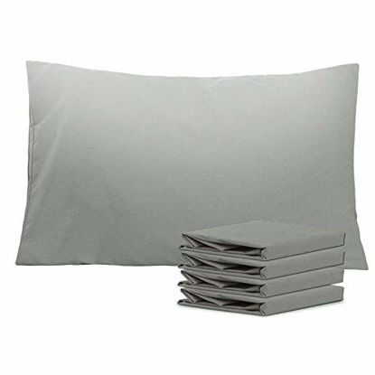 Picture of NTBAY Queen Pillowcases Set of 4, 100% Brushed Microfiber, Soft and Cozy, Wrinkle, Fade, Stain Resistant with Envelope Closure, 20"x 30", Smoky Grey