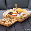 Picture of Smirly Cheese Board and Knife Set: 13 x 13 x 2 Inch Wood Charcuterie Platter for Wine, Cheese, Meat