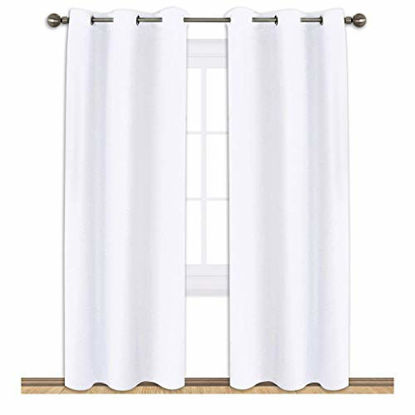Picture of NICETOWN Window Treatment Curtain Set - 50% Light Reducing Curtains for Living Room, Curtain Panels for Patio Door (2 Panels, 42 inches x 84 inches, Pure White)
